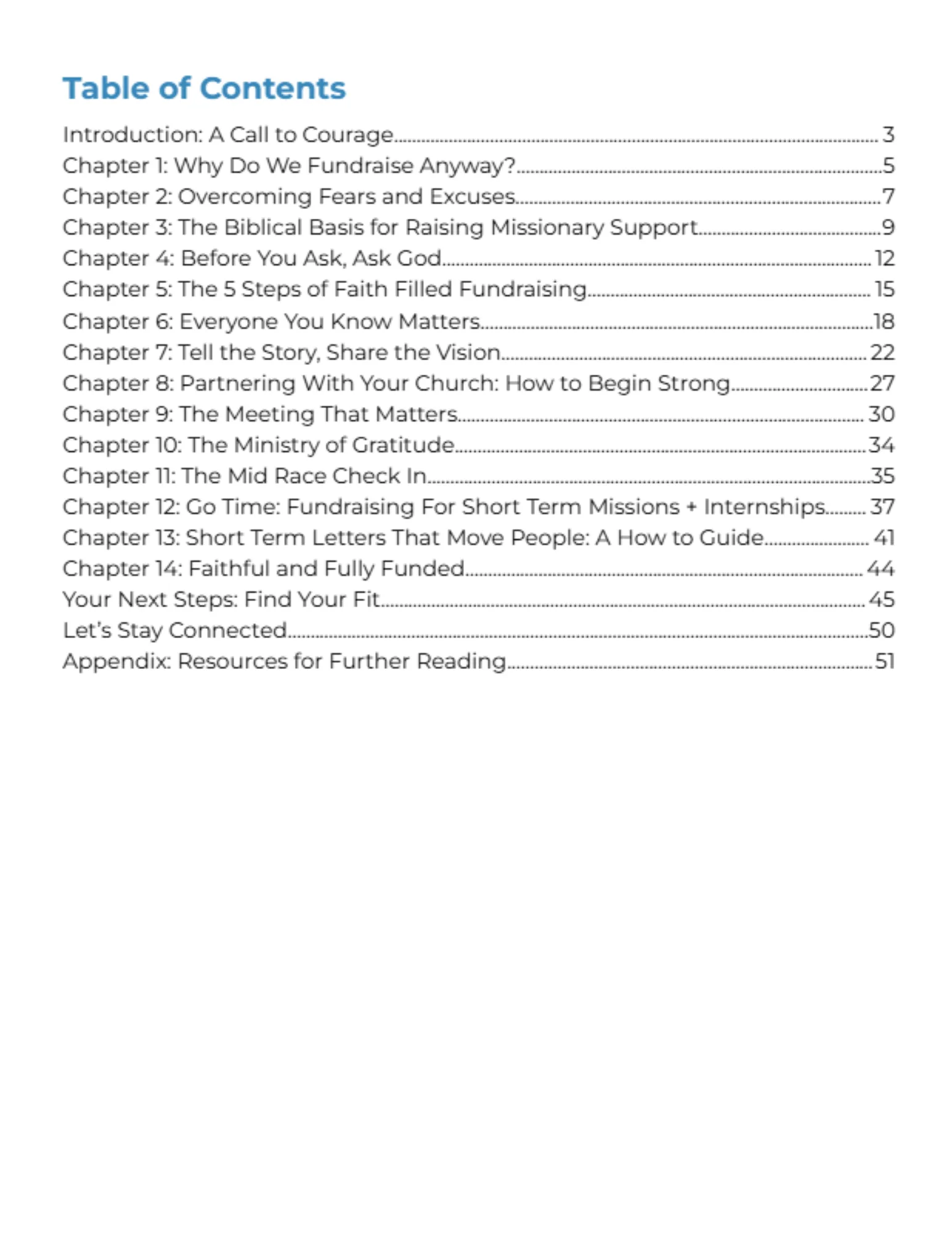 Table of contents